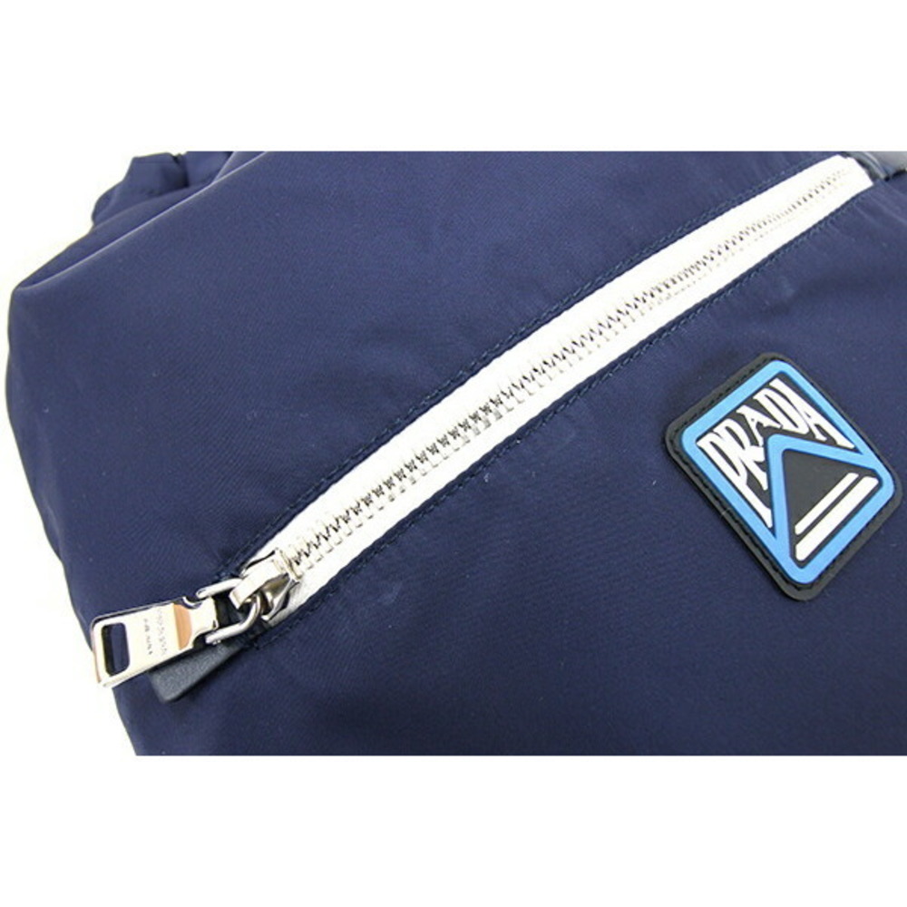 Prada Blue Knapsack Drawstring Backpack Nylon Lea… - image 4